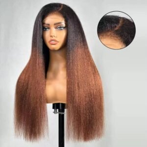 Brown Bone Straight Original Vietnamese human Hair Wigs With Bangs